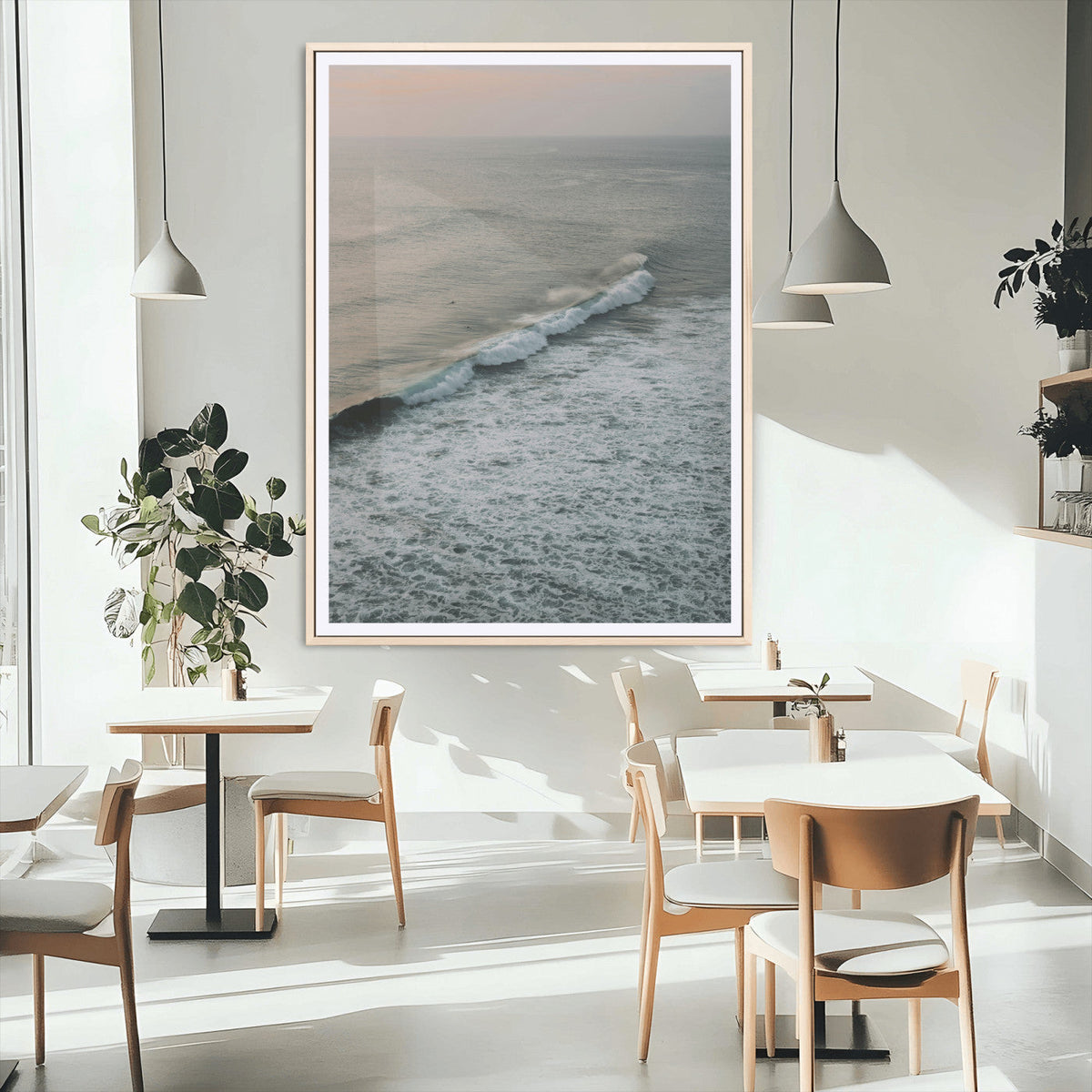 Ocean Waves Wall Art Canvas Print – Framed Coastal Serenity