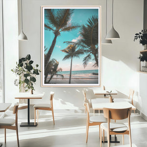 Palm Trees Wall Art Canvas Print – Framed Tropical Beach