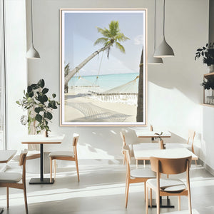 Beach Hammock Wall Art Canvas Print – Framed Tropical