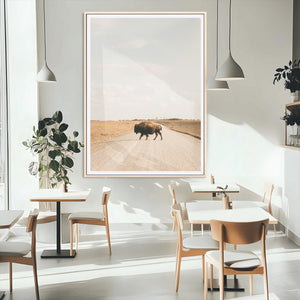 Bison Crossing Wall Art Canvas Print – Framed Western