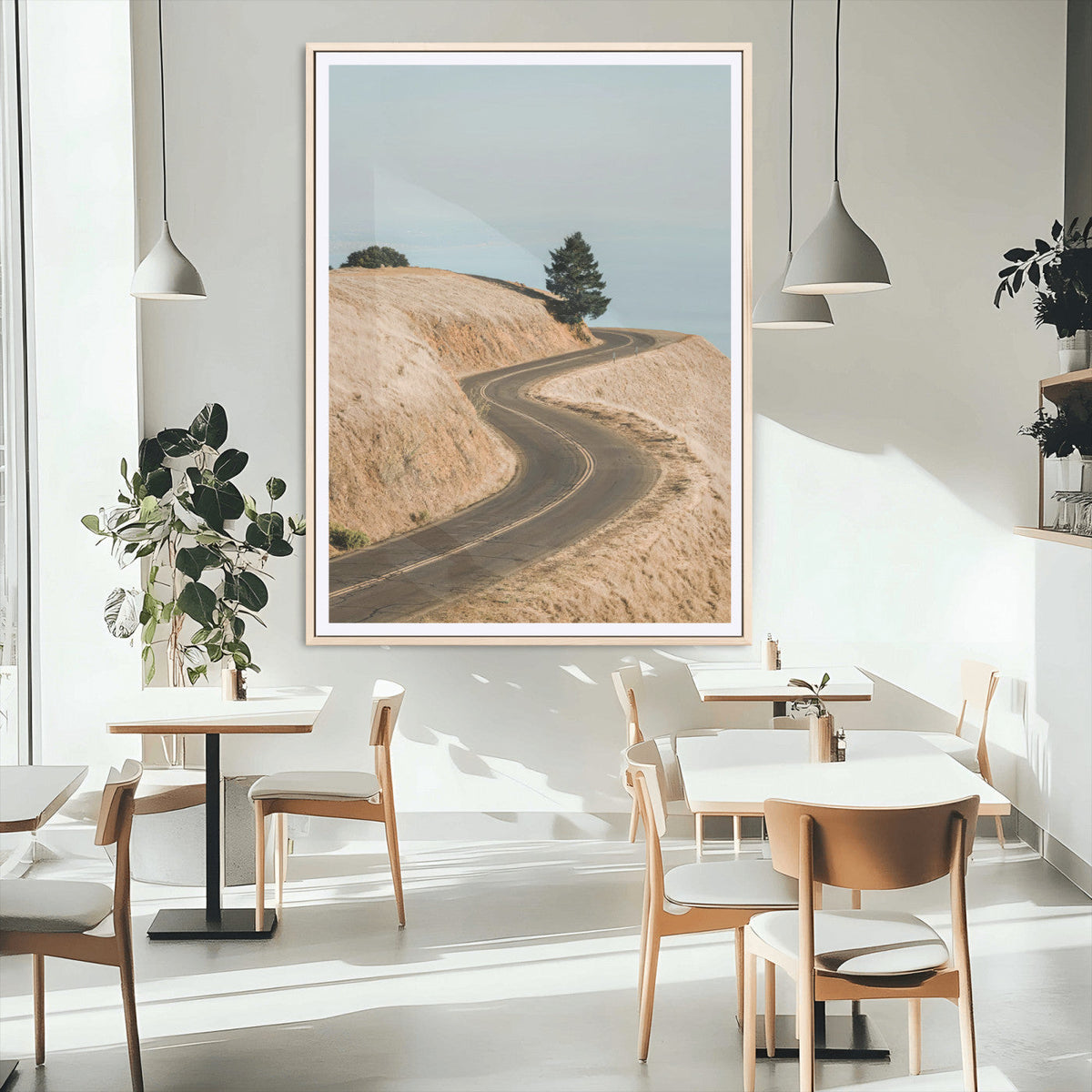 Winding Road Wall Art – Framed Scenic Landscape Canvas