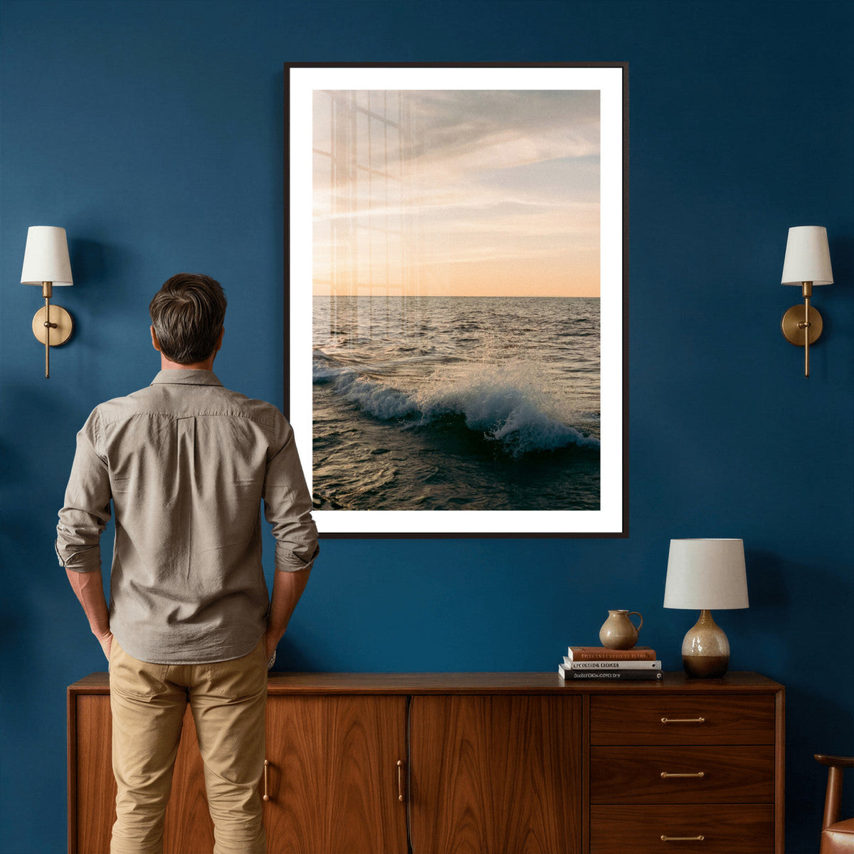 Ocean Wave Wall Art Canvas Print, Calm Coastal Nature