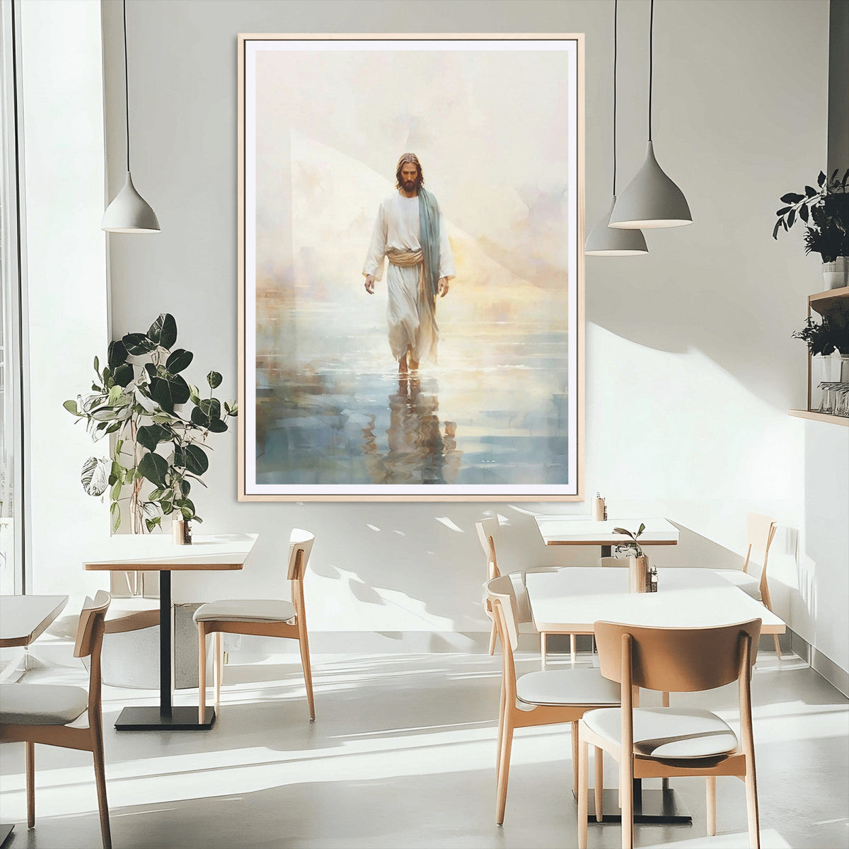 Jesus Walking on Water Wall Art Canvas Print, Christian Wall