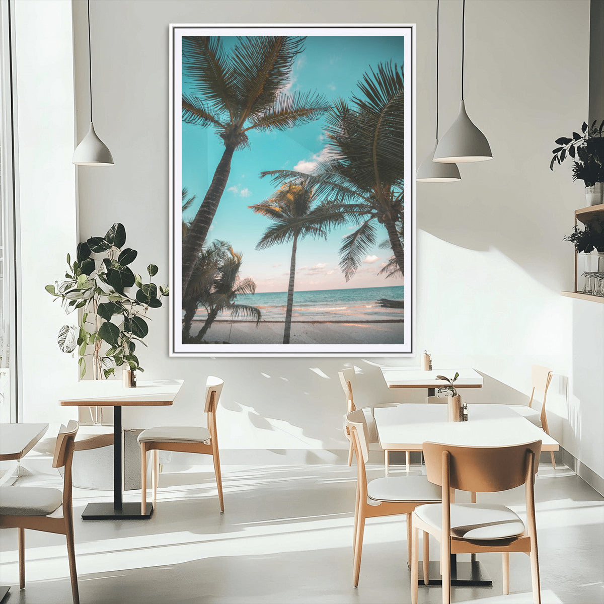 Palm Trees Wall Art Canvas Print – Framed Tropical Beach