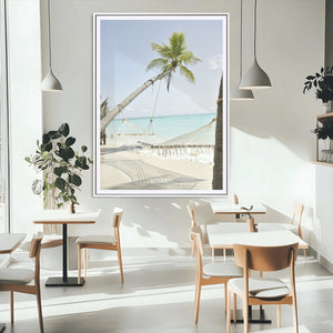 Beach Hammock Wall Art Canvas Print – Framed Tropical