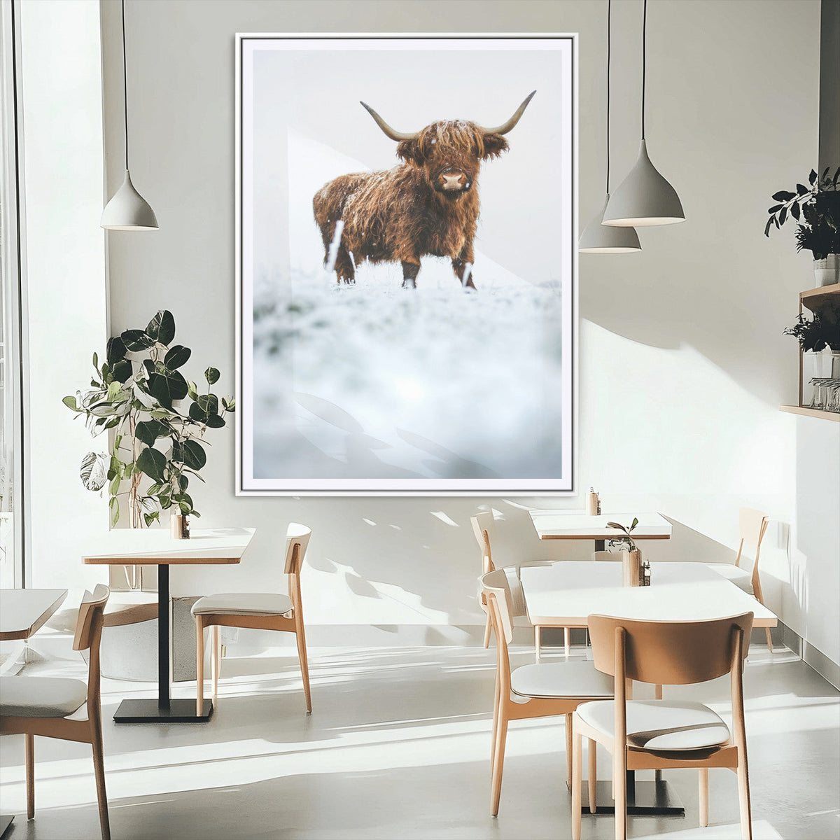 Highland Cow Wall Art Canvas Print – Framed Horned Scottish
