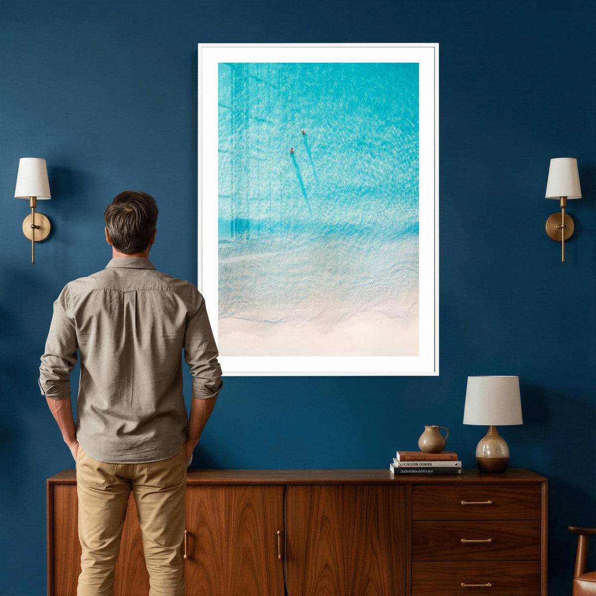 Aerial Turquoise Beach Wall Art Canvas Print – Minimal