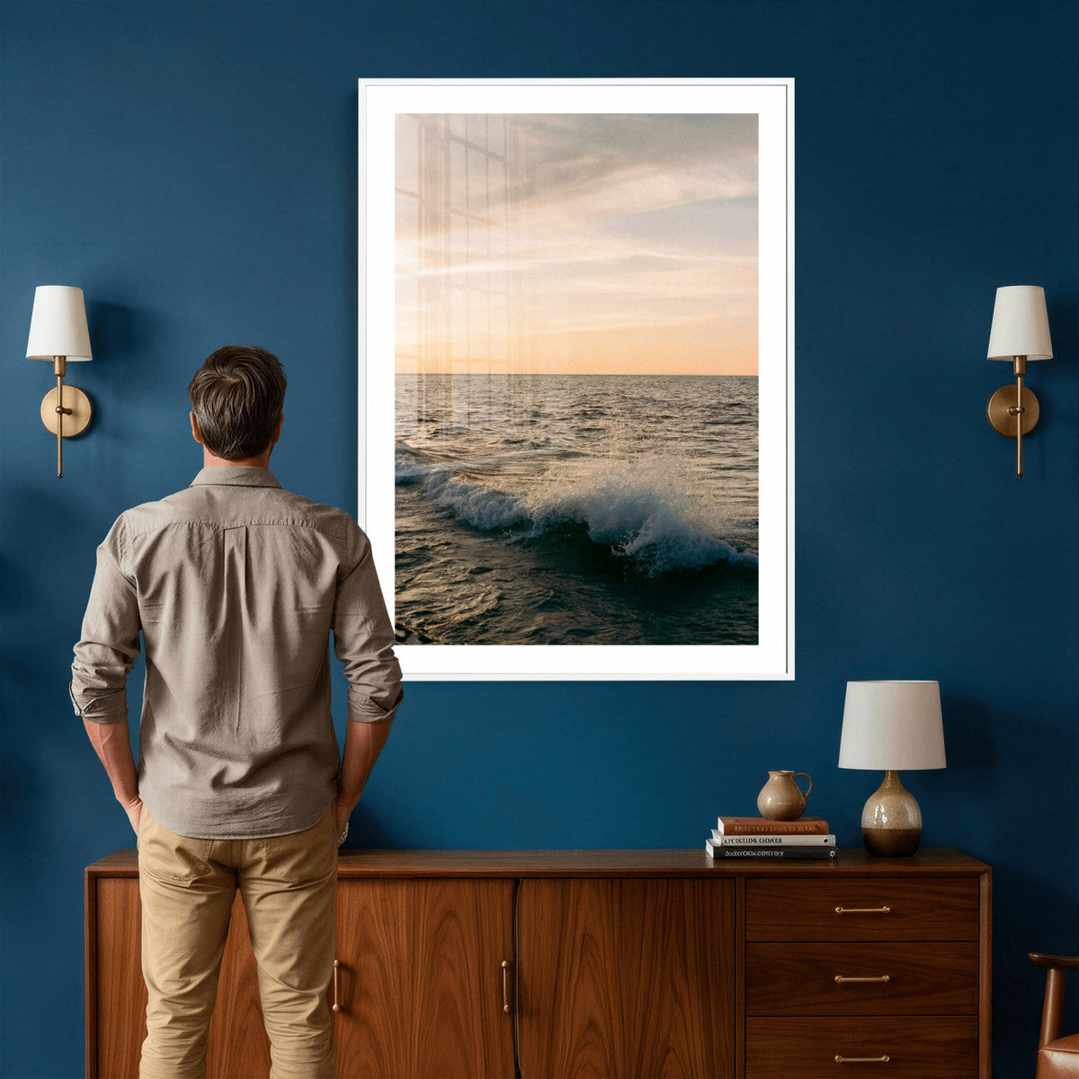 Ocean Wave Wall Art Canvas Print, Calm Coastal Nature