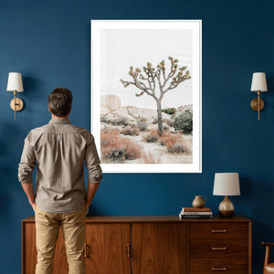 Joshua Tree Desert Wall Art Canvas Print, Minimal Southwest