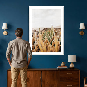 Minimal Desert Cactus Wall Art Canvas Print, Neutral