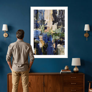 Abstract Dark Blue Wall Art Canvas Print
