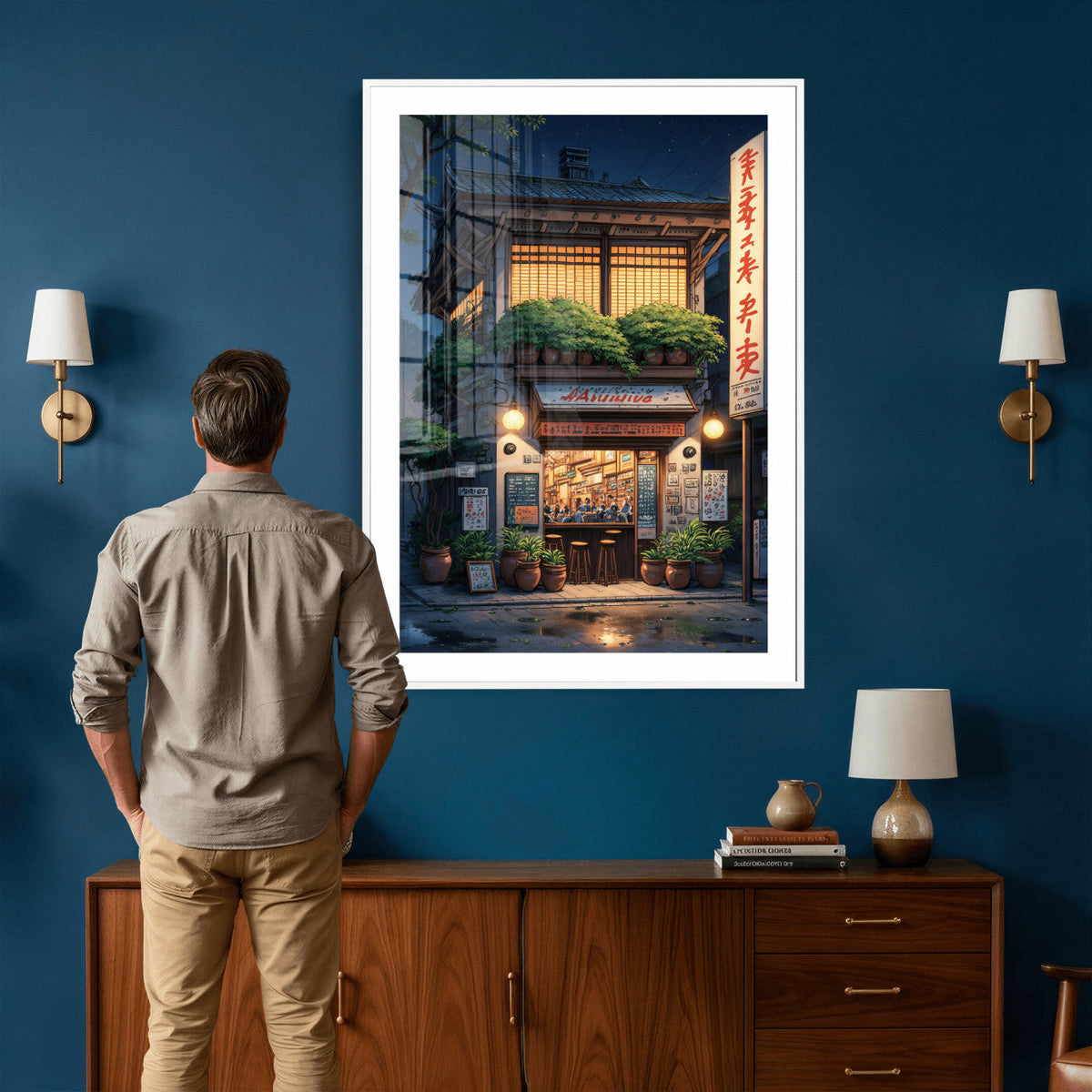 Evening at the Ramen Shop Canvas Wall Art — Japan Night