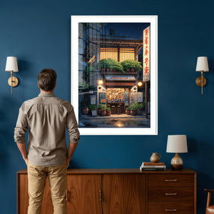 Evening at the Ramen Shop Canvas Wall Art — Japan Night