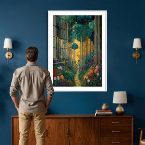 Gustav Klimt Style Forest Canvas Wall Art, Golden Forest