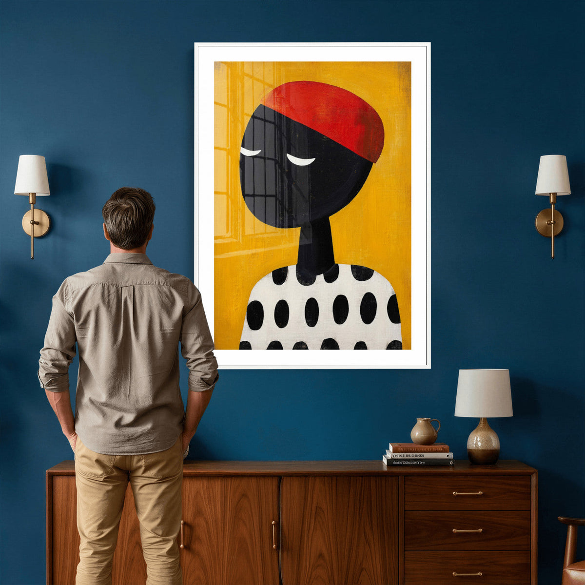 Abstract Portrait Wall Art Canvas Print, Framed Modern
