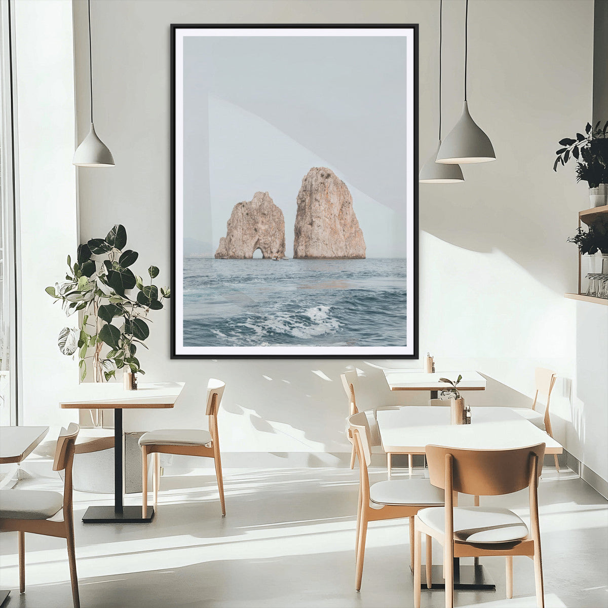 Faraglioni Capri Wall Art Canvas Print – Framed Serene Ocean