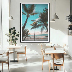 Palm Trees Wall Art Canvas Print – Framed Tropical Beach