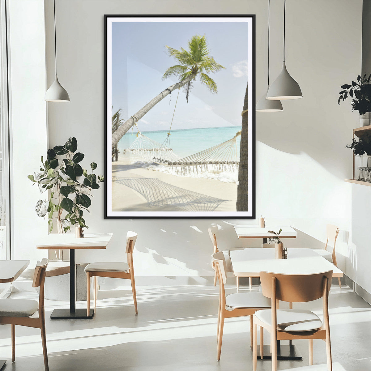 Beach Hammock Wall Art Canvas Print – Framed Tropical