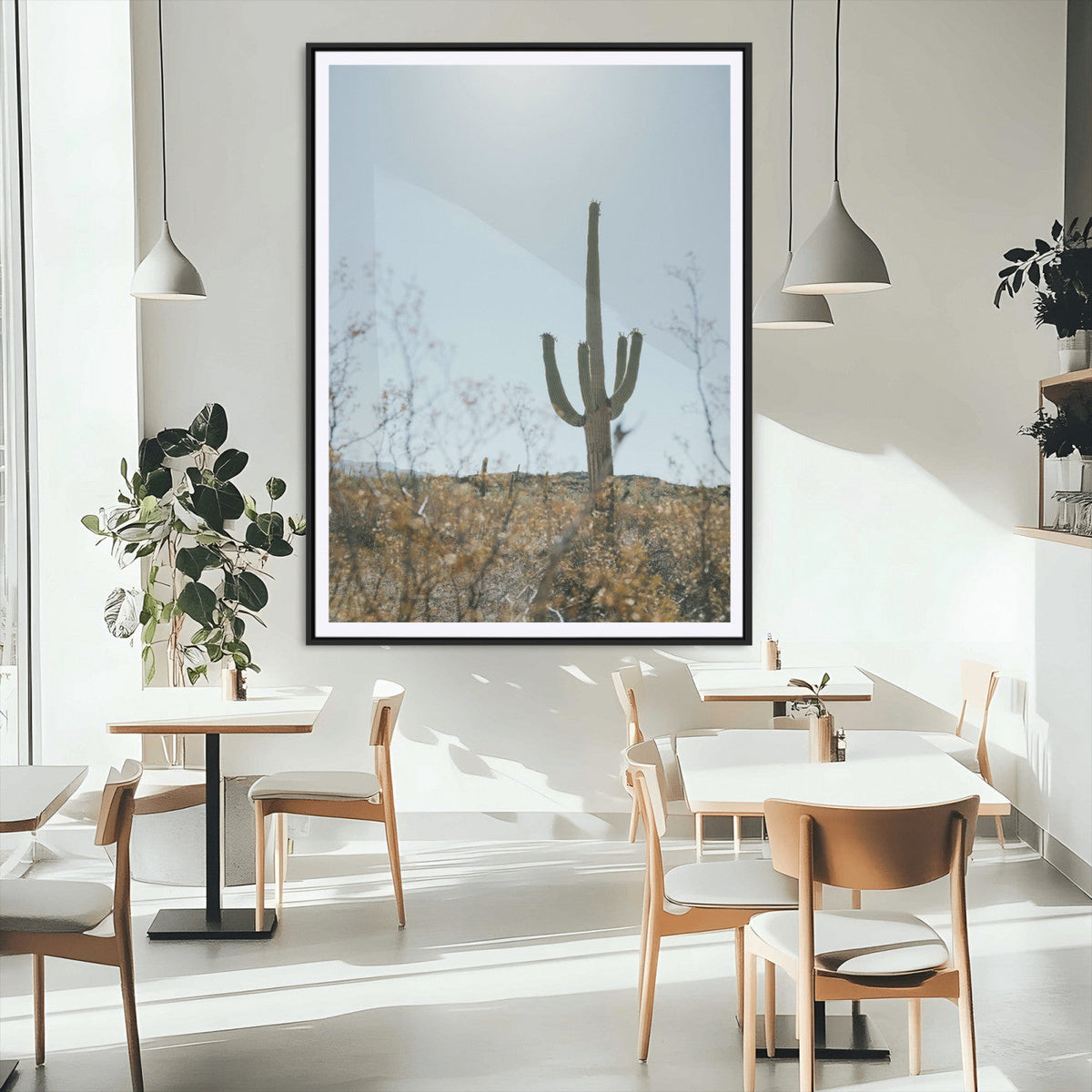 Saguaro Cactus Wall Art Canvas Print – Framed Southwestern