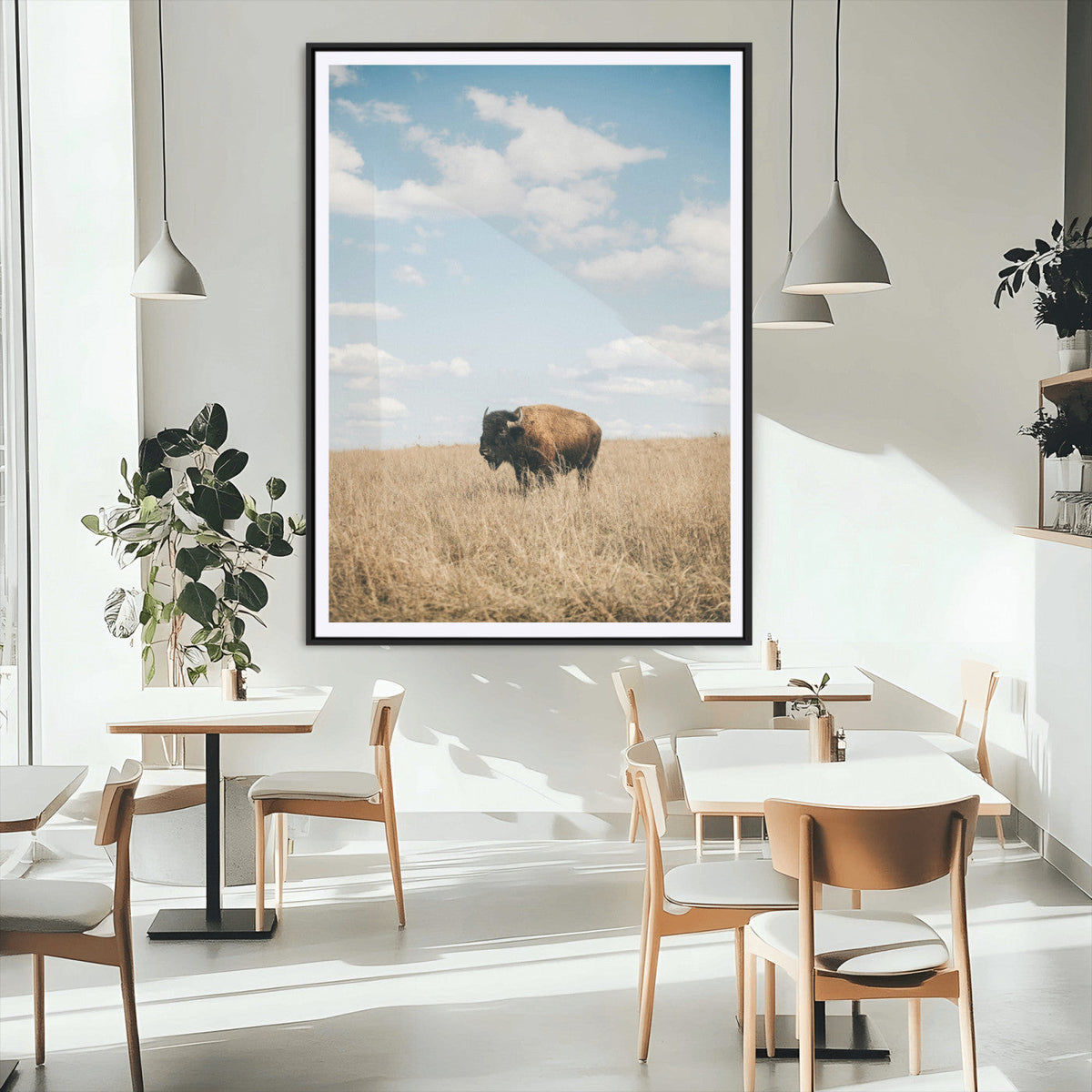 Bison Photography Wall Art Canvas Print – Framed Western