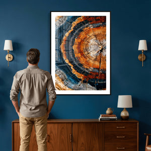 Abstract Wood Grain Canvas Print, Tree Ring Pattern Wall