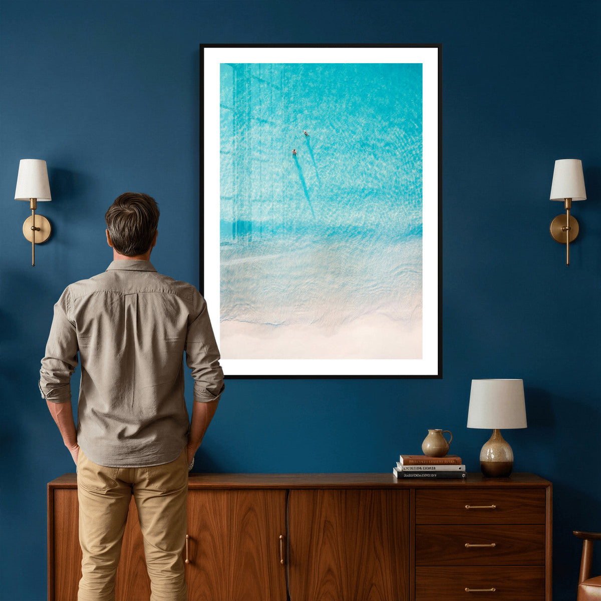 Aerial Turquoise Beach Wall Art Canvas Print – Minimal