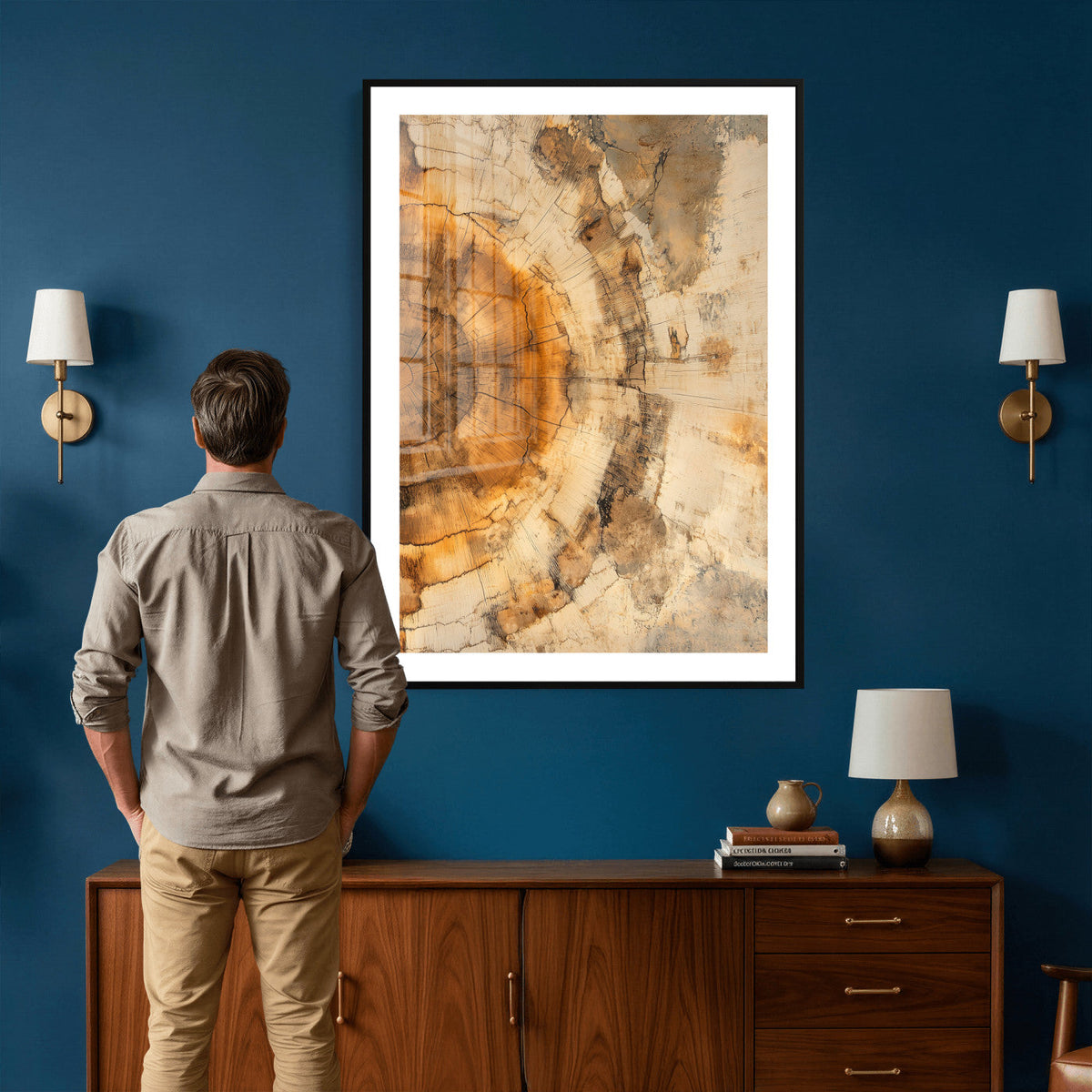 Abstract Wood Ring Wall Art Canvas Print – Natural Tree Ring