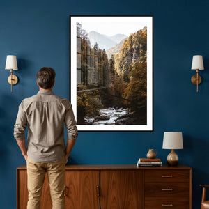 Autumn Forest Mountain Wall Art Canvas Print, Nature