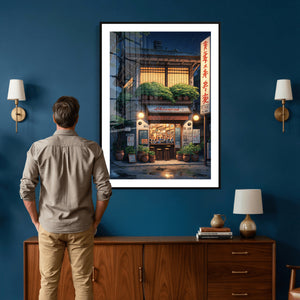 Evening at the Ramen Shop Canvas Wall Art — Japan Night