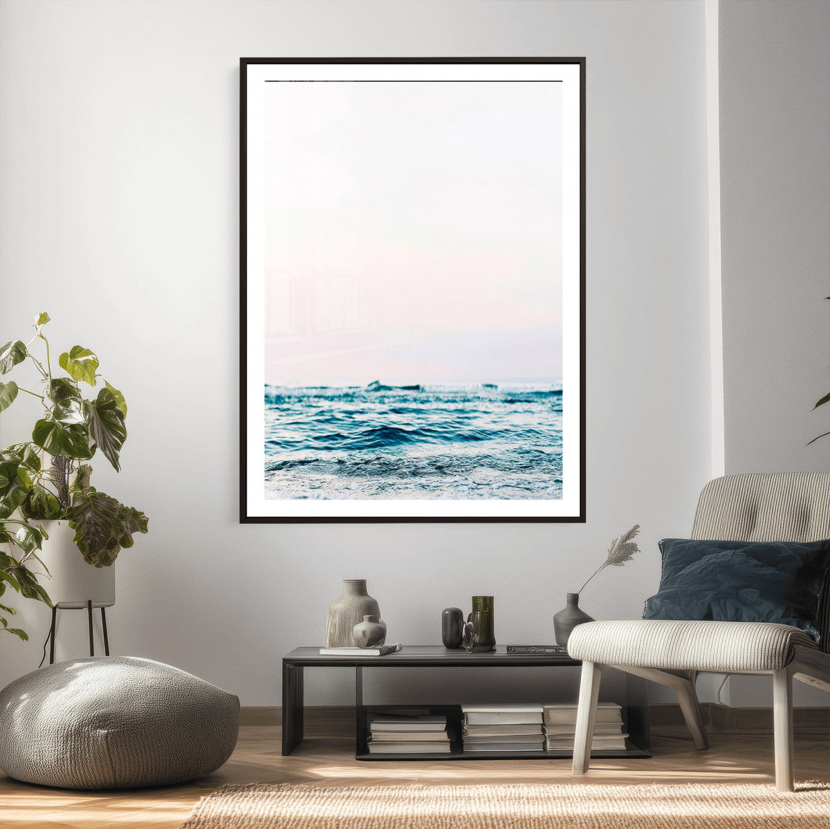 Minimal Ocean Wave Wall Art Canvas Print – Coastal Seascape