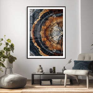 Abstract Wood Grain Canvas Print, Tree Ring Pattern Wall