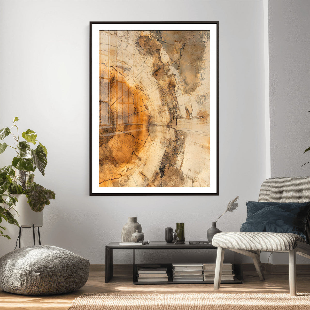 Abstract Wood Ring Wall Art Canvas Print – Natural Tree Ring