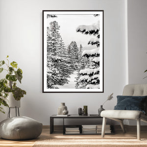 Winter Pine Forest Wall Art Canvas Print, Minimal Winter
