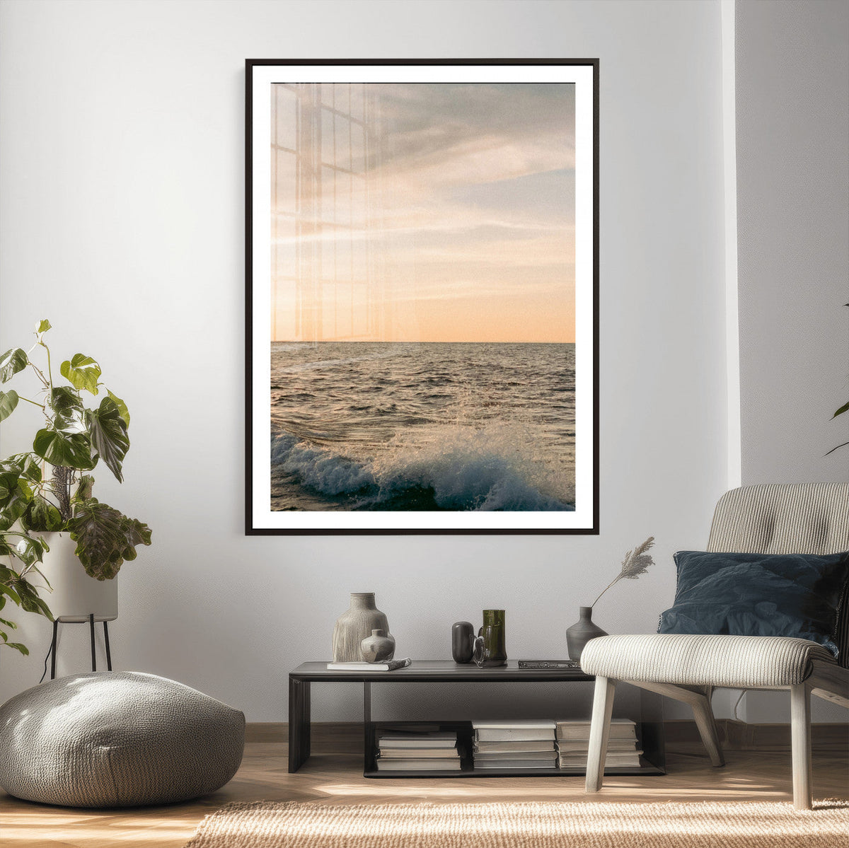 Ocean Wave Wall Art Canvas Print, Calm Coastal Nature