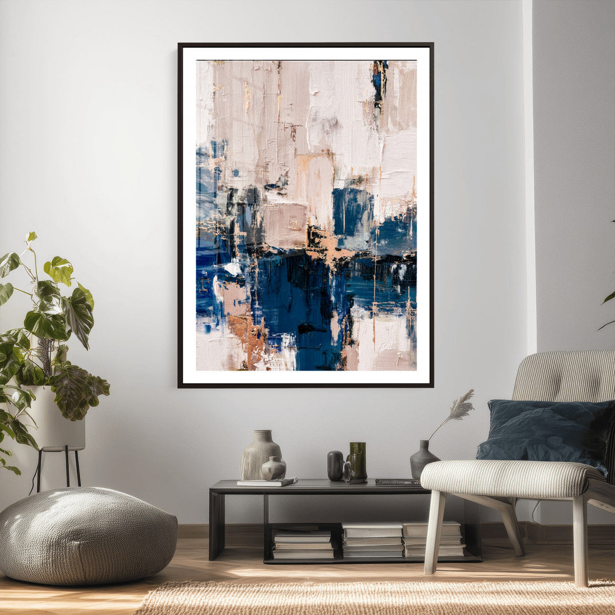 Abstract Navy Blue Wall Art Canvas Print