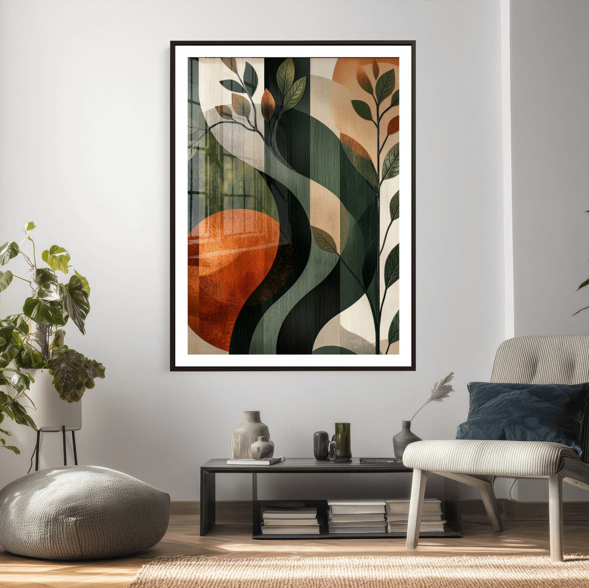 Abstract Green Flowers Wall Art Canvas Print