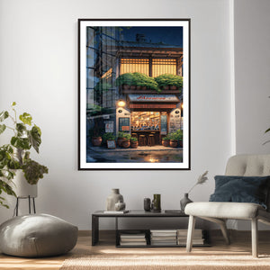 Evening at the Ramen Shop Canvas Wall Art — Japan Night