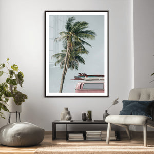 VW Van Palm Tree Canvas Wall Art, Pink Camper Surfboards