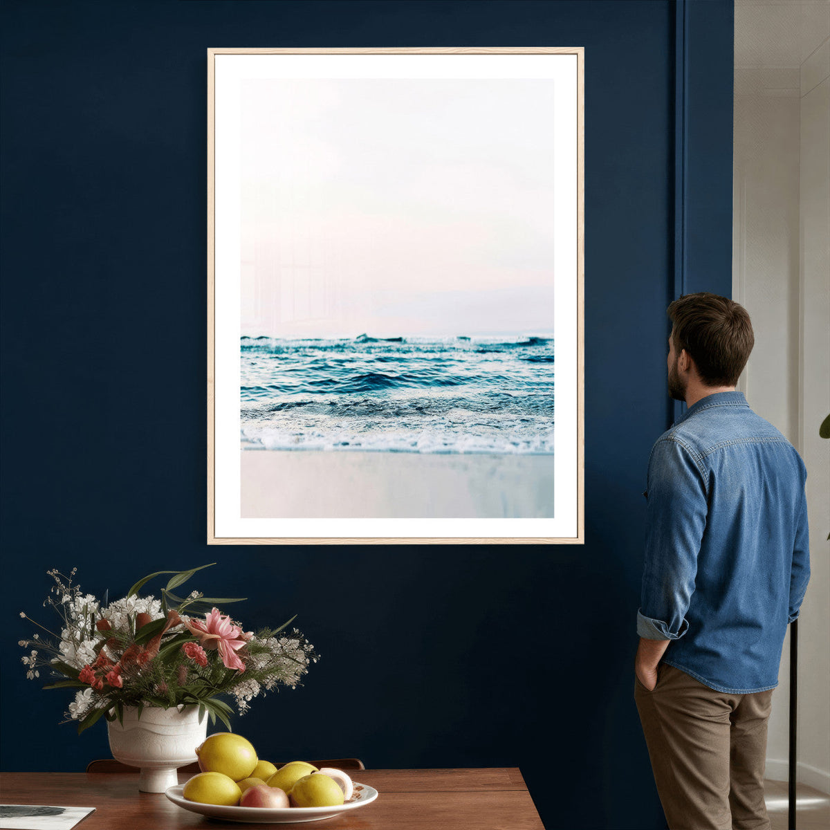 Minimal Ocean Wave Wall Art Canvas Print – Coastal Seascape