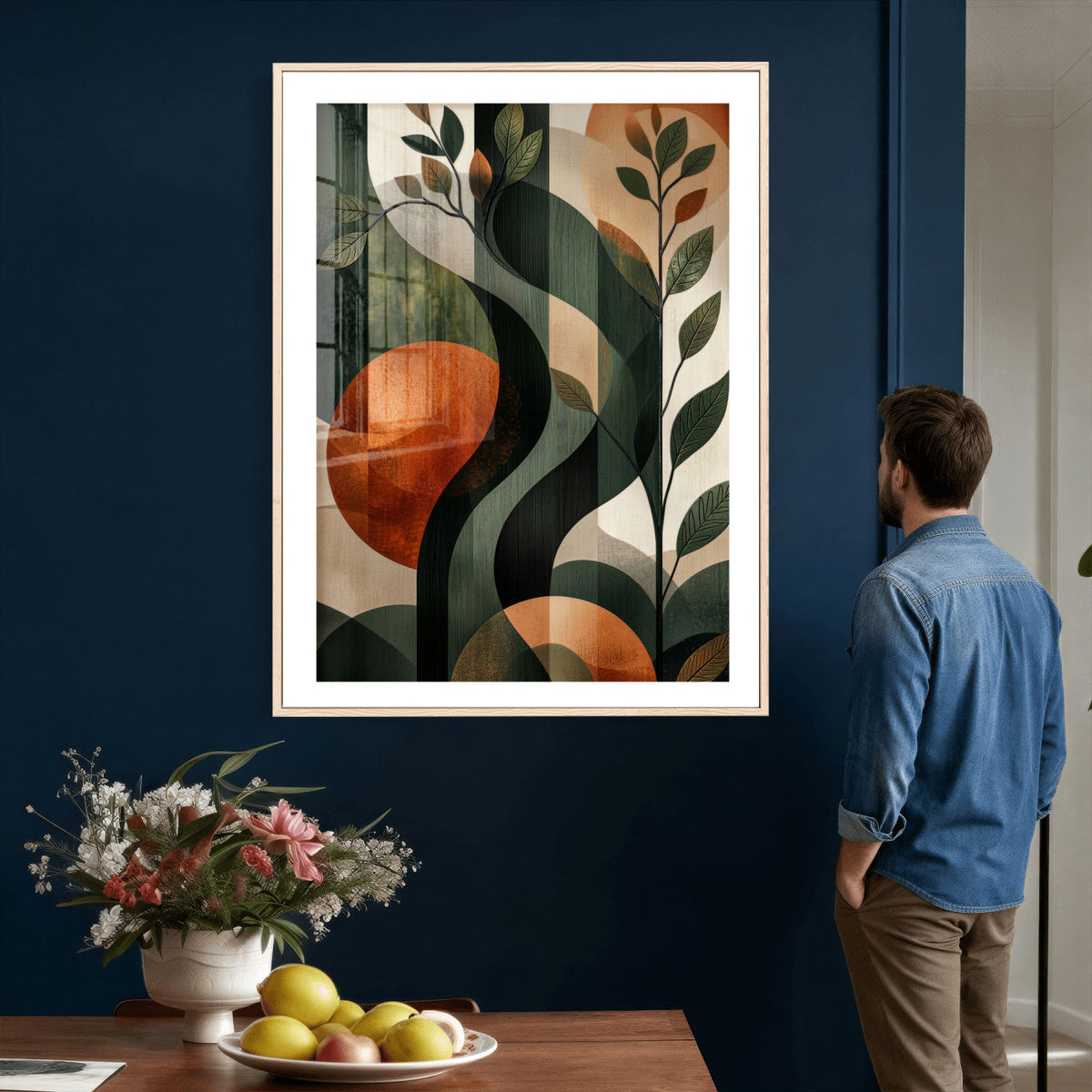 Abstract Green Flowers Wall Art Canvas Print