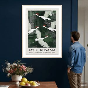 Yayoi Kusama Crane Bird Wall Art Canvas Print, Japanese