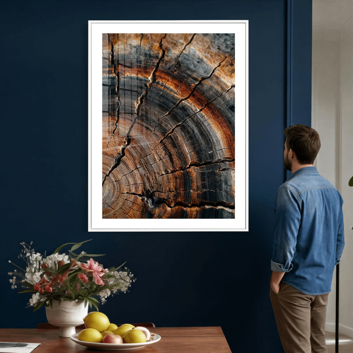 Abstract Tree Rings Wall Art Canvas Print Wood Grain Rings