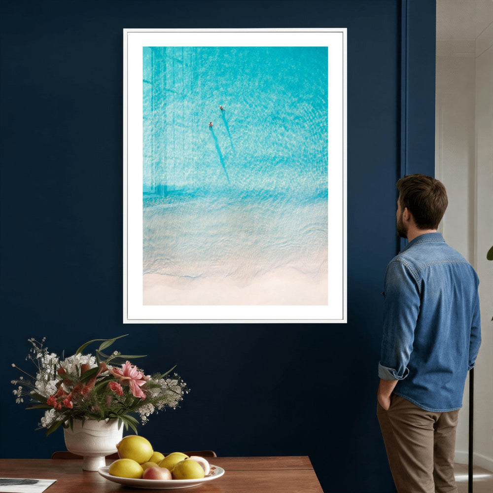 Aerial Turquoise Beach Wall Art Canvas Print – Minimal