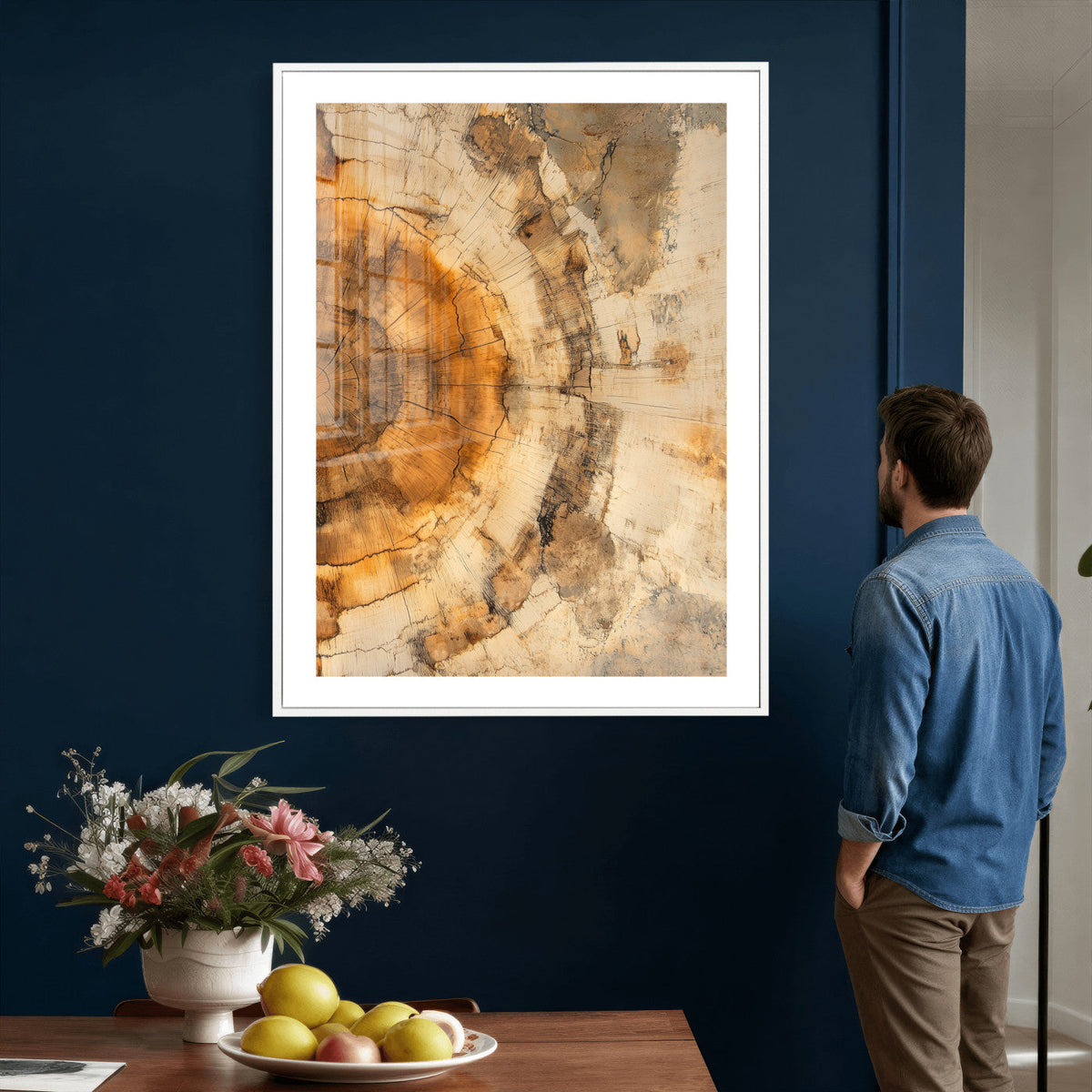 Abstract Wood Ring Wall Art Canvas Print – Natural Tree Ring
