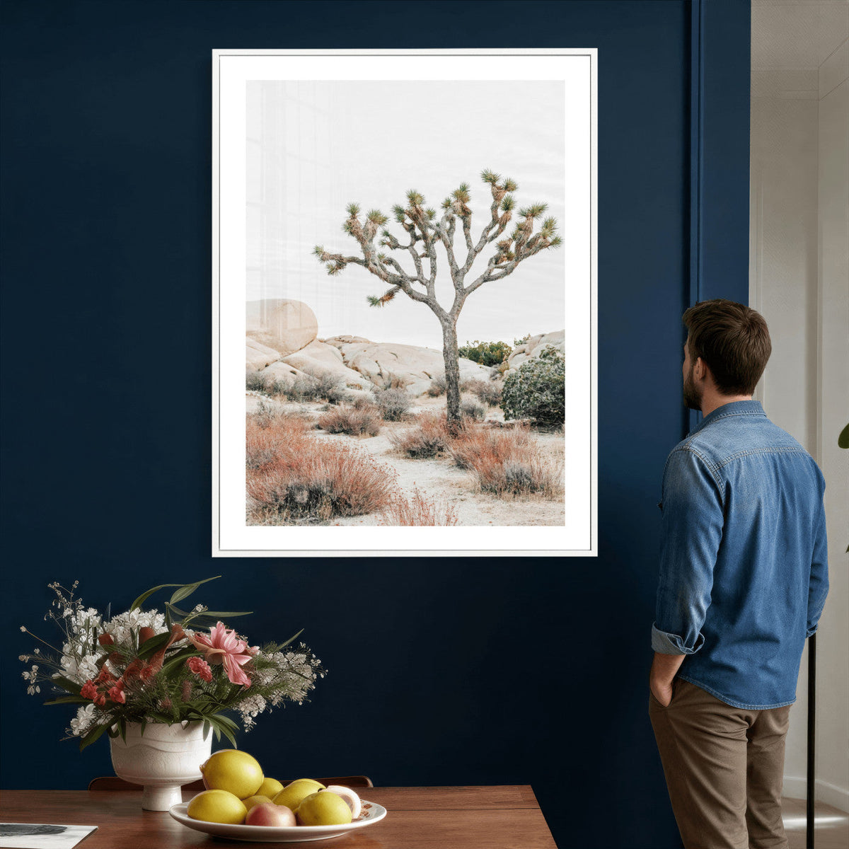 Joshua Tree Desert Wall Art Canvas Print, Minimal Southwest