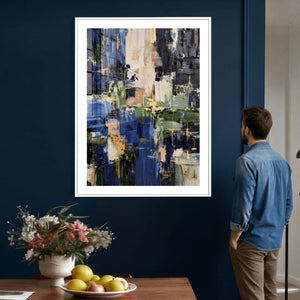 Abstract Dark Blue Wall Art Canvas Print