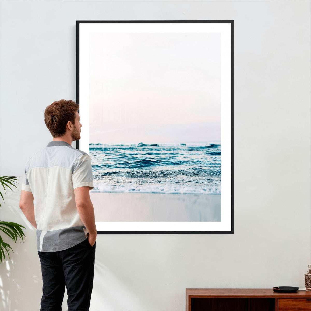 Minimal Ocean Wave Wall Art Canvas Print – Coastal Seascape