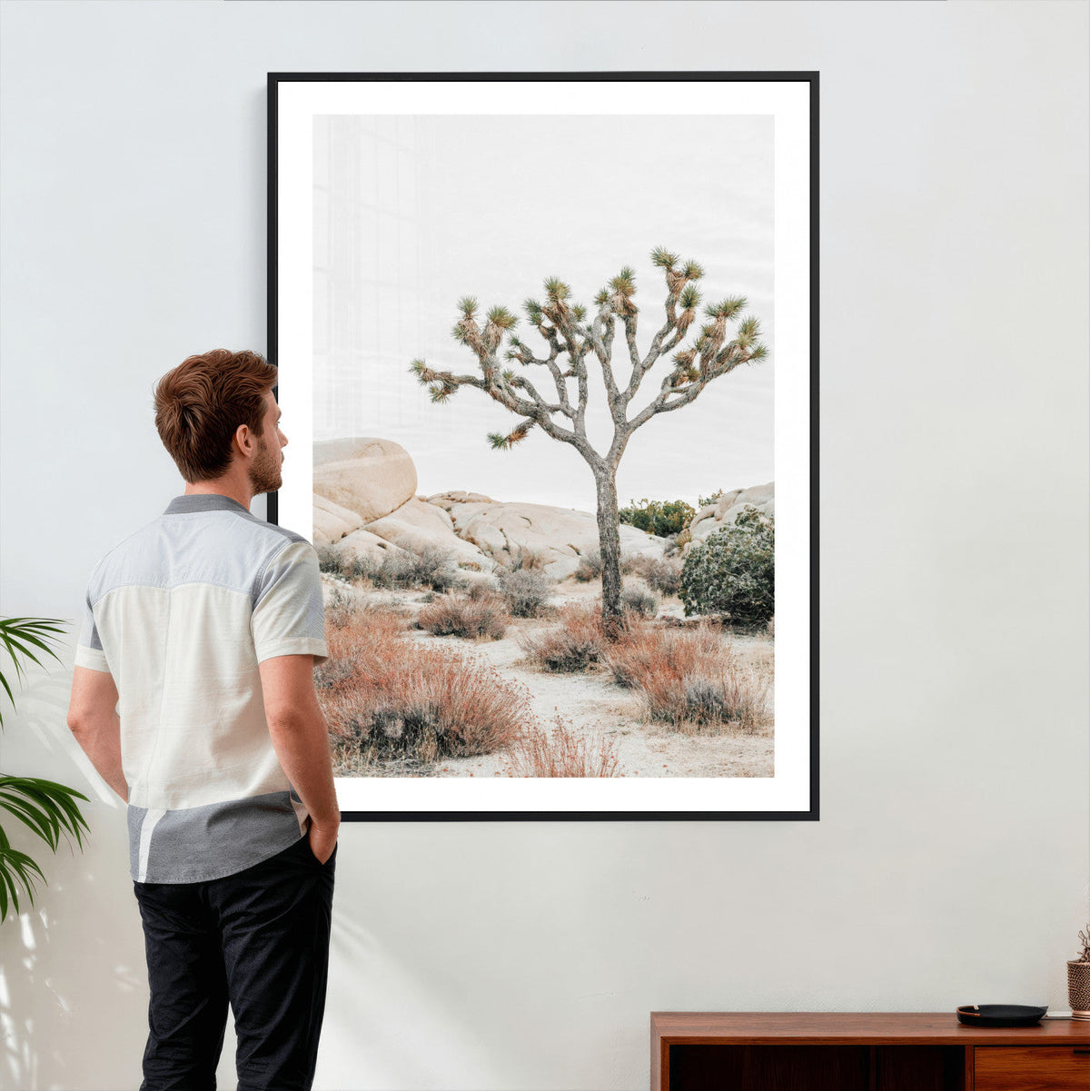 Joshua Tree Desert Wall Art Canvas Print, Minimal Southwest