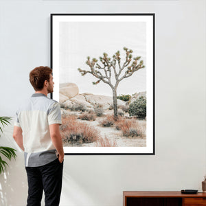 Joshua Tree Desert Wall Art Canvas Print, Minimal Southwest