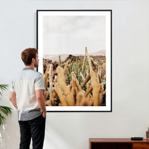 Minimal Desert Cactus Wall Art Canvas Print, Neutral